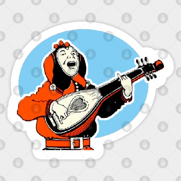 Court clown minstrel playing guitar Sticker by Marccelus